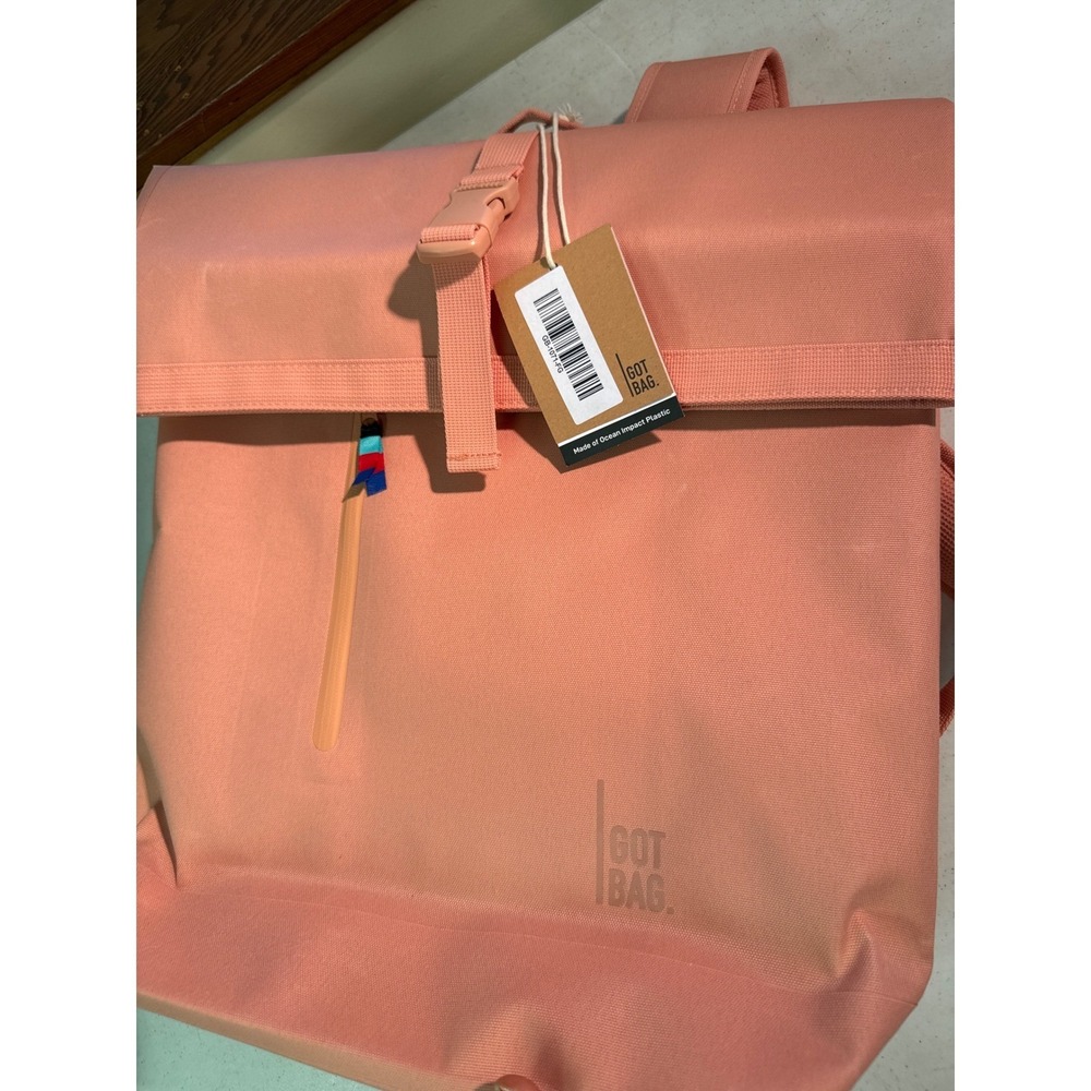 GOT BAG Roll Top Backpack Coral Pink Ocean Impact Plastic Water Resistant NEWJ22